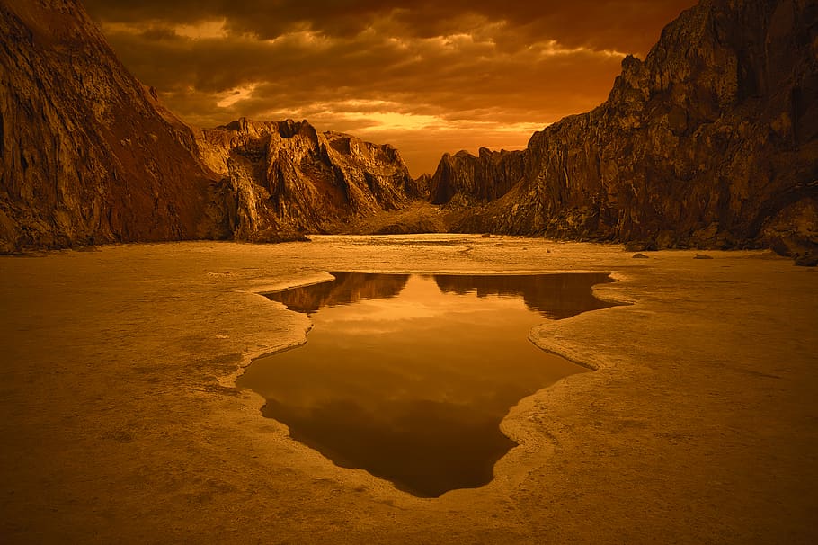 mountain hill, iran, qom salt dome, nature, landscape, sunset HD wallpaper