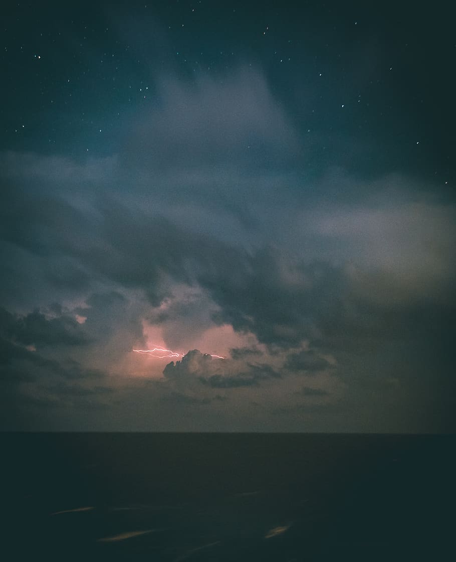 clouds and stars, nature, outdoors, weather, thunderstorm, lightning HD wallpaper
