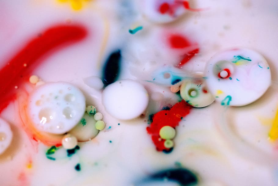 multicolored liquids, icing, cream, cake, creme, food, dessert, HD wallpaper