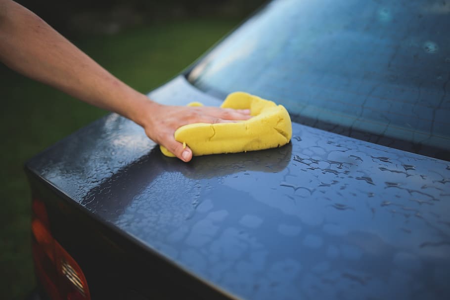 Washing a car with a sponge, carwash, clean, cleaning, wet, wipe, HD wallpaper