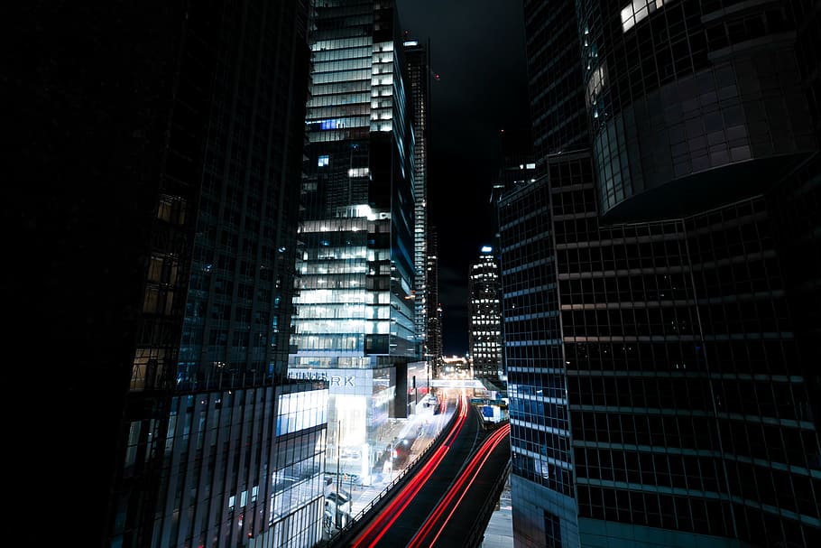 time lapse photography of cars during nighttime, building, architecture HD wallpaper