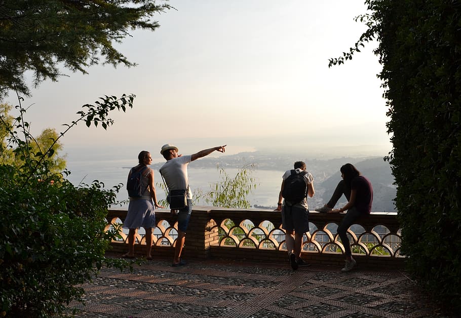 italy, taormina, sky, real people, group of people, lifestyles HD wallpaper