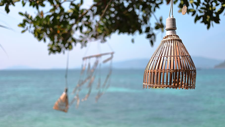 thailand, furniture, koh lipe, lamp, water, ocean, island, beach, HD wallpaper