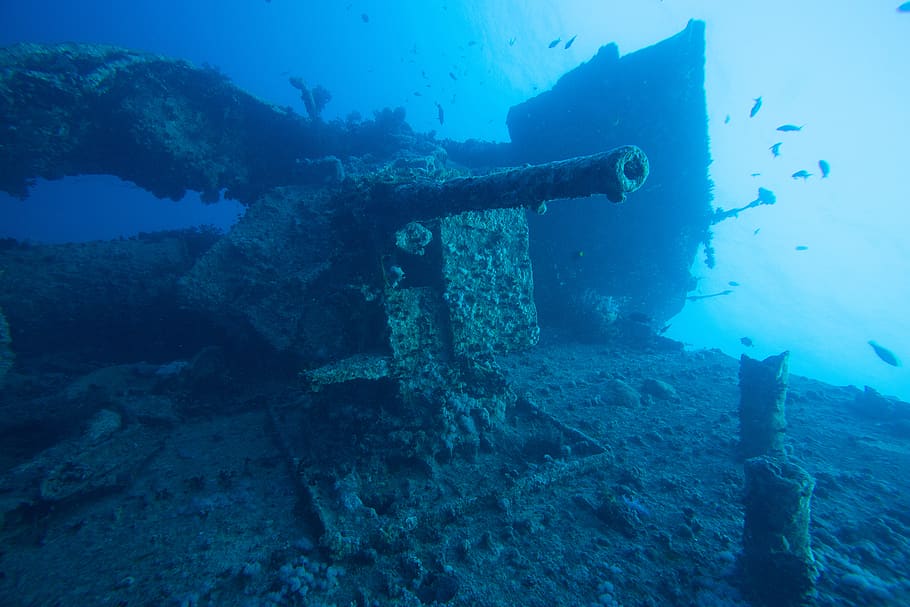 HD wallpaper: underwater, sea, swimming, undersea, shipwreck, scuba ...