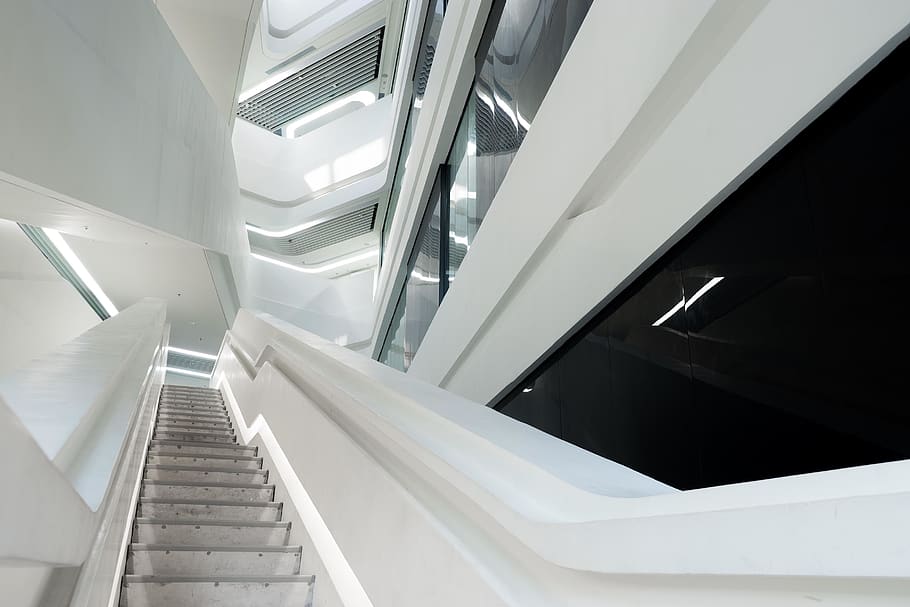 Low Angle Photo of Staircase, architectural design, architecture