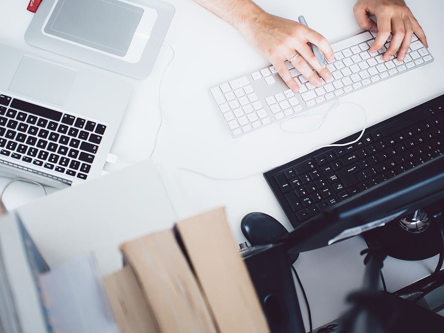 macbook, laptop, computer, keyboard, mouse, technology, working HD wallpaper