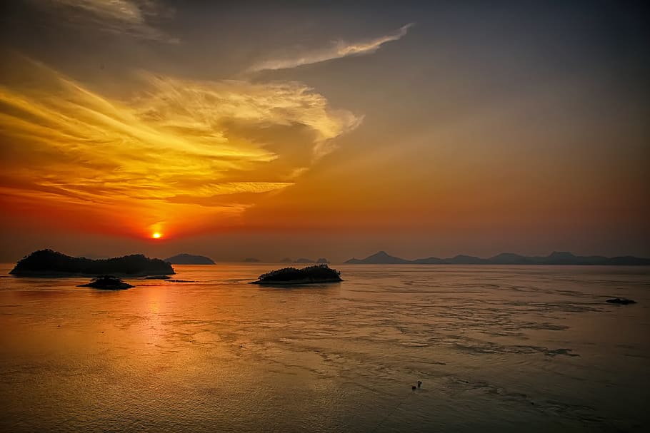 sunset, sea, twilight, scenics - nature, sky, beauty in nature HD wallpaper