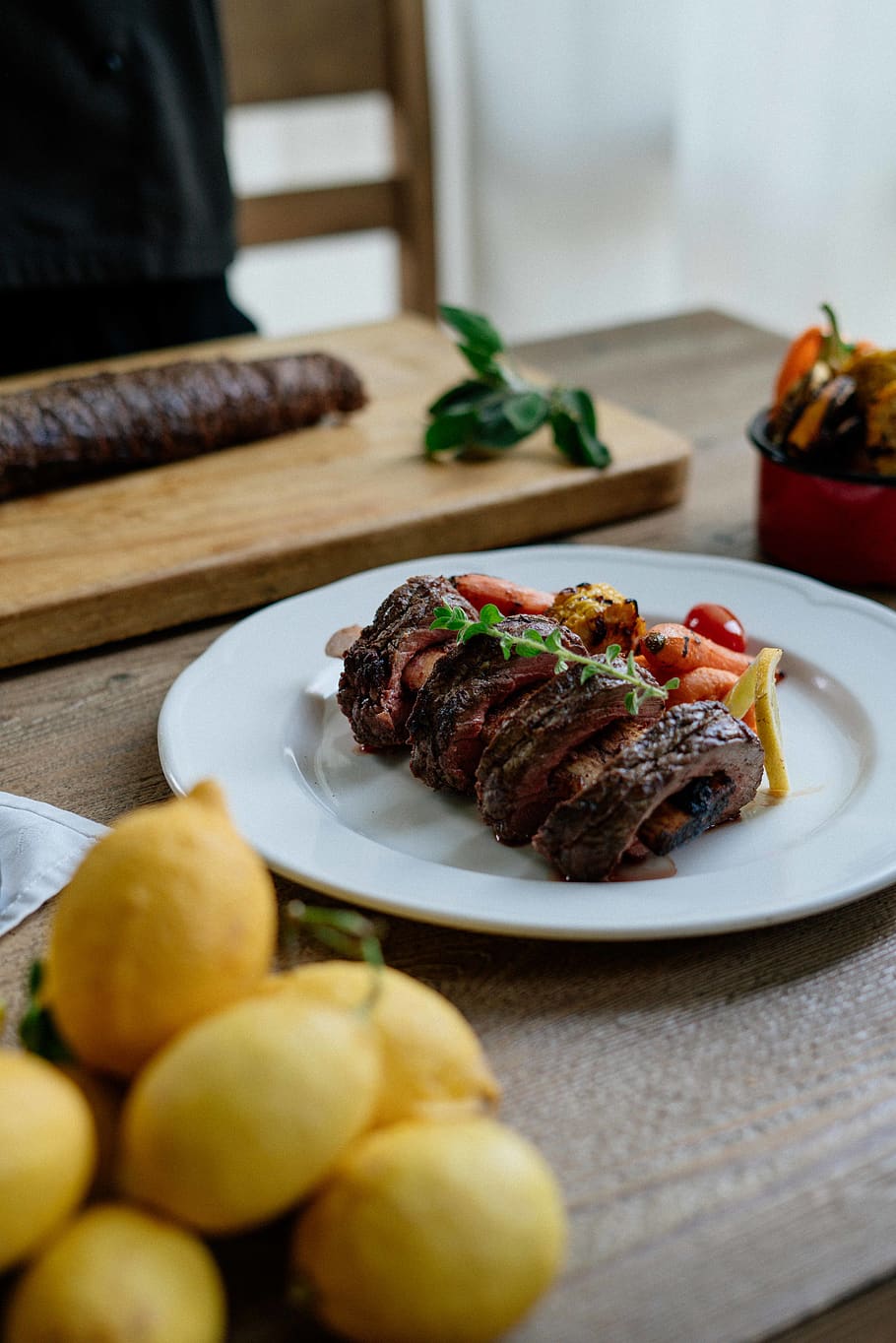 plated grilled meat on brown surface, food, food and drink, table HD wallpaper