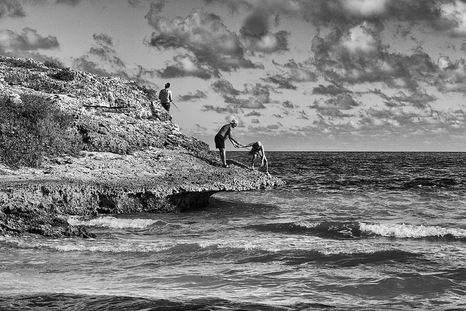 HD wallpaper: cuba, cayo coco, beach, rocks, people, sea, water, sky ...
