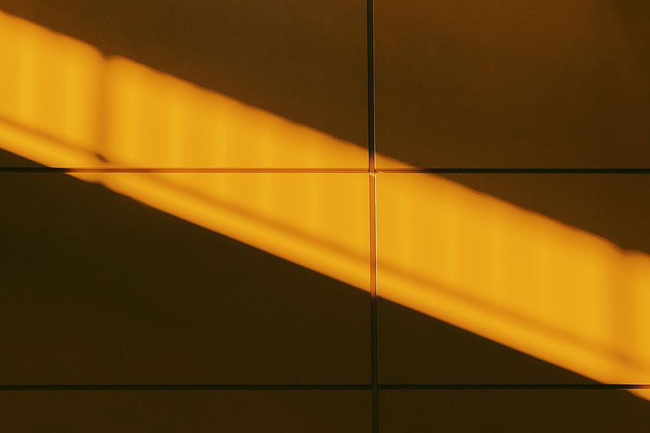 orange tile surface, light fixture, yellow, furniture, building HD wallpaper