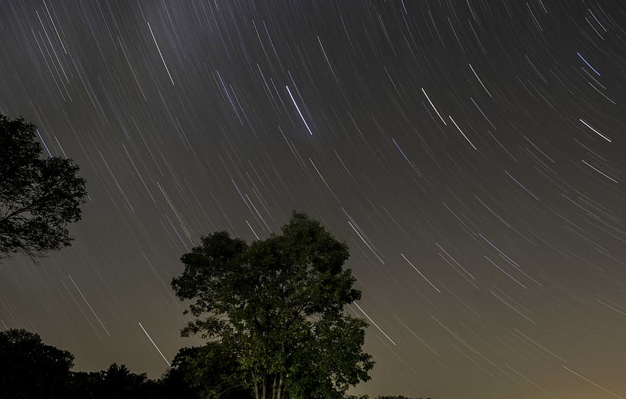 stars, night, sky, dark, star trails, astrophotography, star - space HD wallpaper