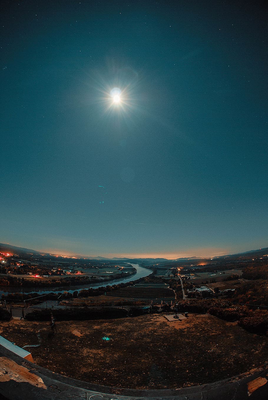long exposure, trees, river, night, glow, night sky, evening HD wallpaper