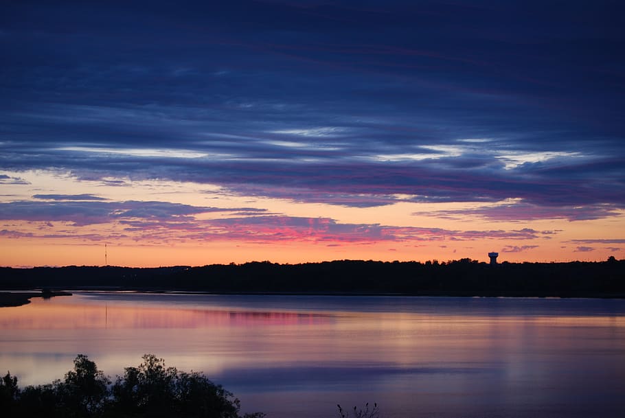 sunrise, river, clouds, sky, cloud - sky, sunset, beauty in nature HD wallpaper