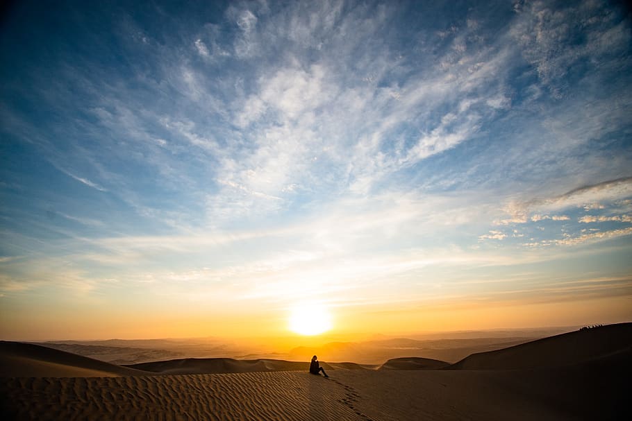 Sand Dunes During Golden Hour, backlit, dawn, desert, paracas HD wallpaper