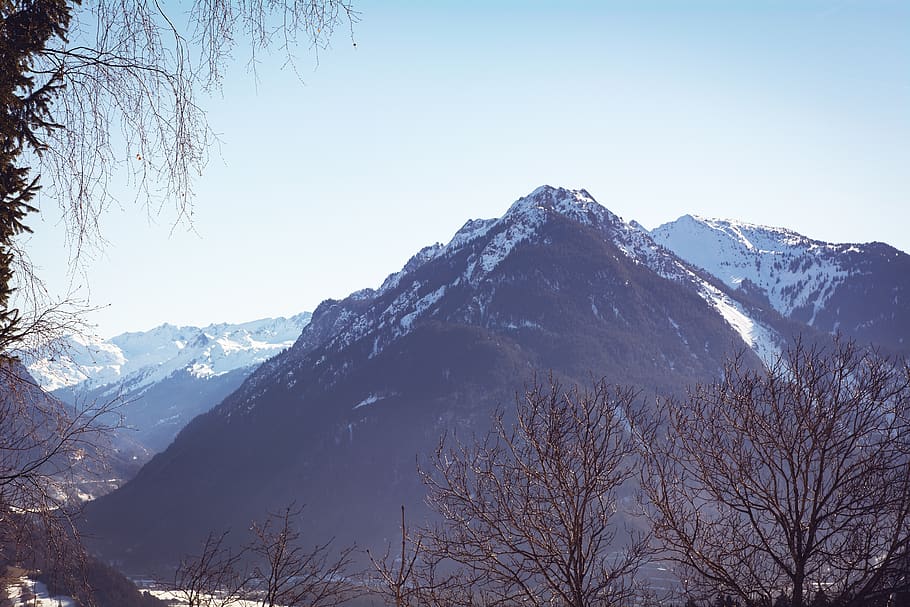 landscape, outlook, view, mountains, mountain peaks, snow, winter HD wallpaper