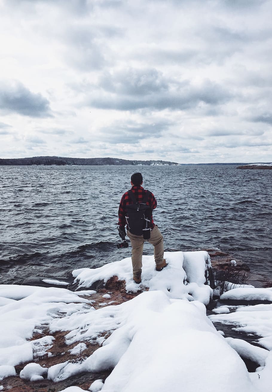 lake, perspective, canada, lumnerjack, nature, horizon, winter HD wallpaper
