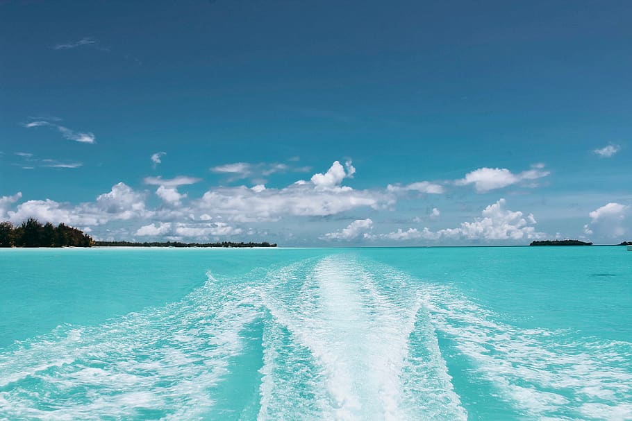 Scenic View of the Sea, beach, boat, clouds, environment, idyllic HD wallpaper
