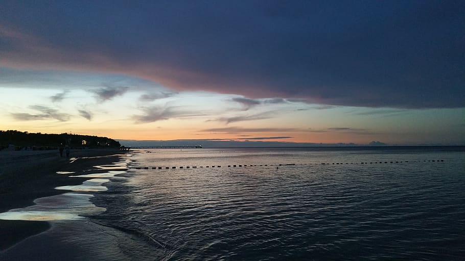 usedom, water, evening, sunset, clouds, meditation, sky, sea HD wallpaper