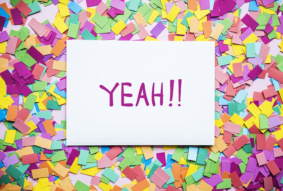 Yeah Printed White Board, art, bright, celebration, close-up HD wallpaper