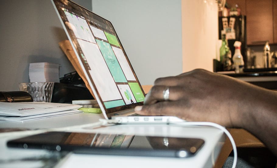 Person Using Laptop Computer Inside Room, cellphone, close-up HD wallpaper