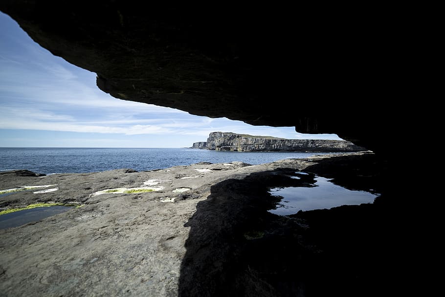 ireland, inishmore, rocks, sea, rough, stone, cliffs, water, HD wallpaper