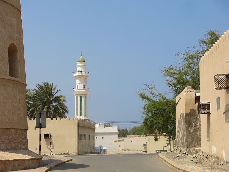 oman, shinas, castle, mosque, building exterior, architecture, HD wallpaper