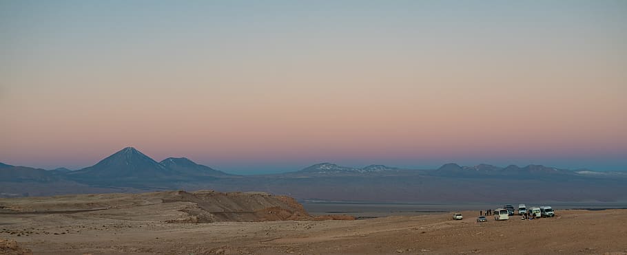 chile, san pedro de atacama, sunset, mountains, sand, desert, HD wallpaper