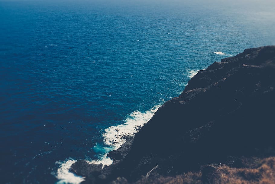 ocean, waves, hawaii, cliffs, sea, water, beauty in nature HD wallpaper