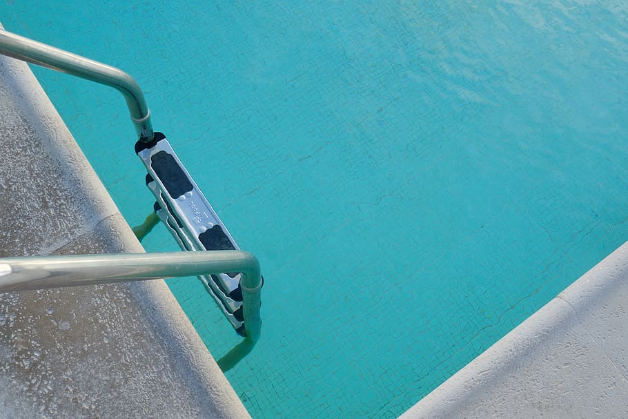 gray above ground pool ladder, water, swimming pool, poolside HD wallpaper
