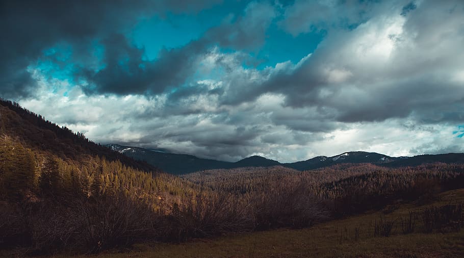 brown grass field under cloud formation, cloud - sky, mountain HD wallpaper