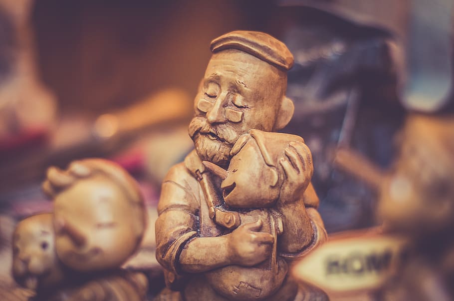 Man Hug Pinnochio Photo, ancient, art, blur, brown, carved wood HD wallpaper