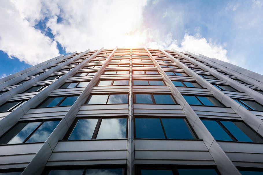 Low-angle Photo of White High-rise Building, architecture, clouds HD wallpaper