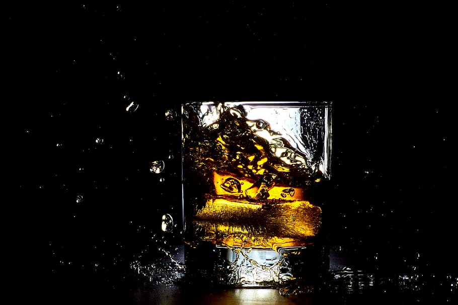 alcohol, drink, beverage, liquor, glass, whisky, ice, beer, HD wallpaper