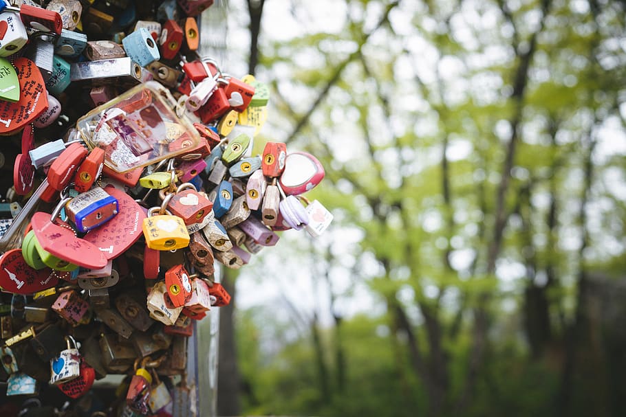 korea, lock, locks, love, park, colorful, abundance, large group of objects HD wallpaper