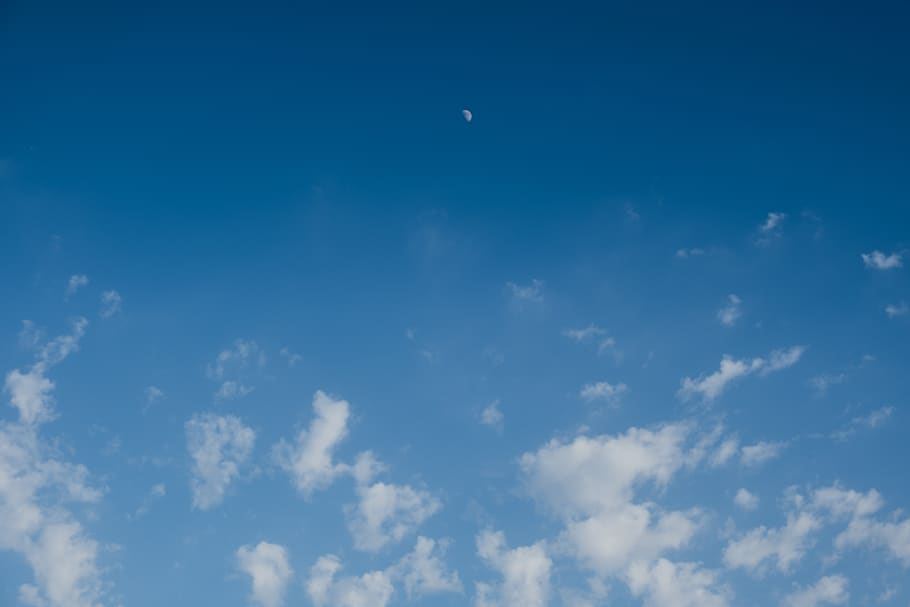 clouds, moon, day, clear, open, bright, universe, god, sky HD wallpaper
