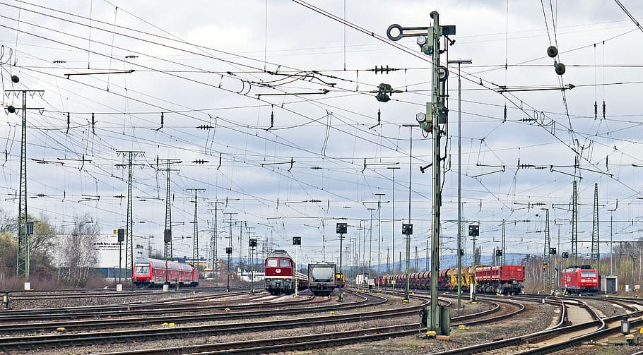 marshalling yard, installation platforms, remote tracks, form signals HD wallpaper