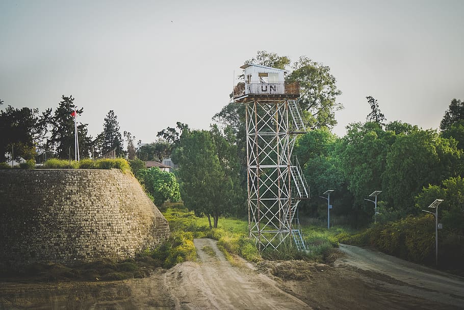 white watch tower, outdoors, road, building, nature, housing