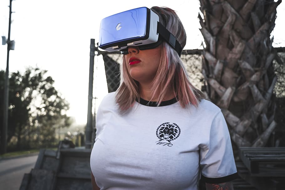 Photography of a Woman Wearing Virtual Reality Headset, blur