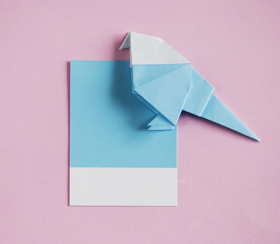 Hd Wallpaper Paper Origami Blue White Pink Creative