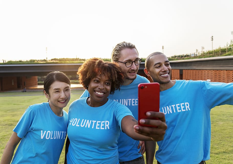 People Wearing Blue Shirts, diversity, friends, group, happt HD wallpaper