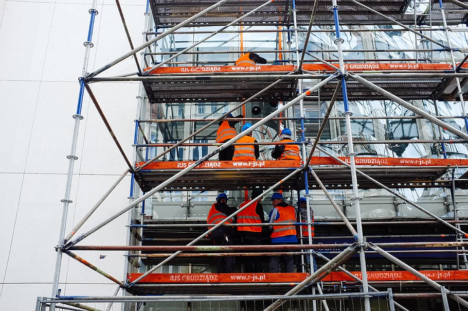 poland, sopot, workers, architecture, built structure, construction site HD wallpaper