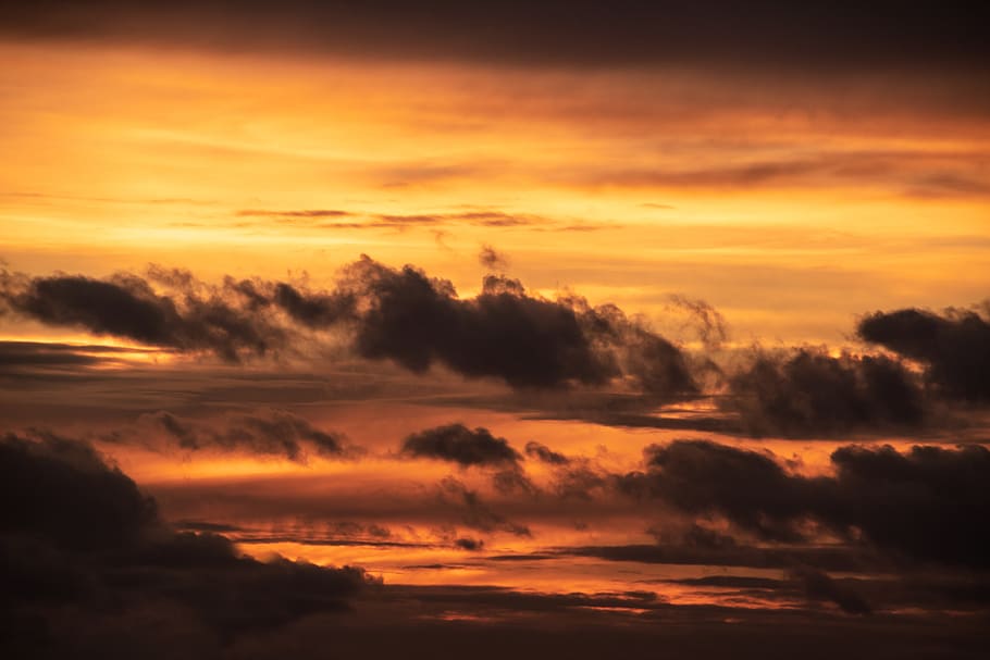 setting sun, sunset, sky, abendstimmung, evening sky, clouds HD wallpaper