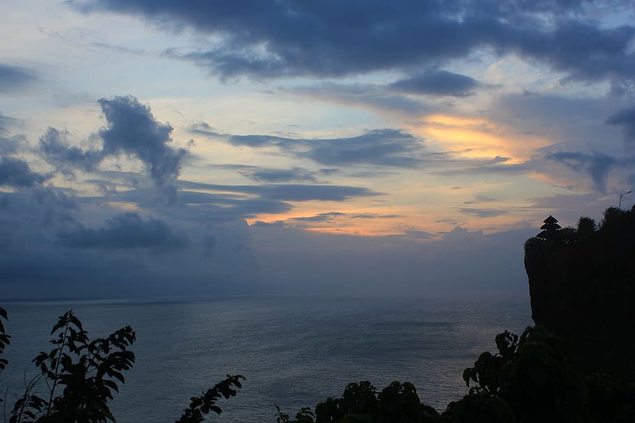sunset, bali, indonesia, vacation, water, travel, sky, asia, HD wallpaper