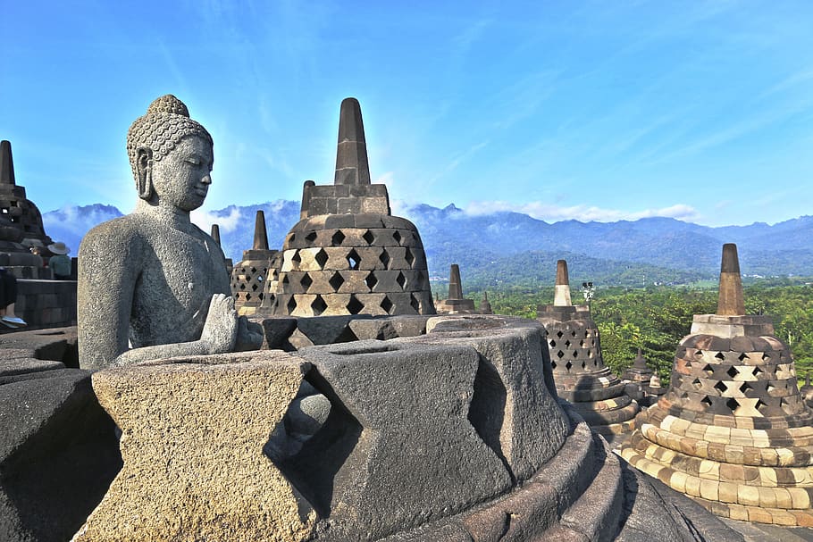 indonesia, java, inspiration, buddhism, pray, monument, buddha HD wallpaper