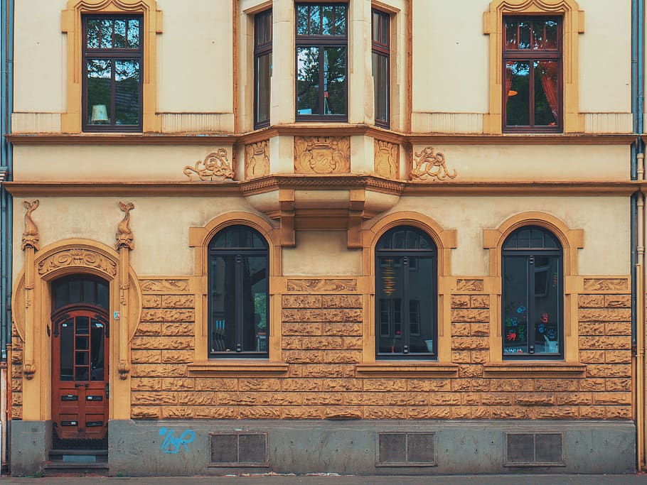 architecture, building, infrastructure, door, window, facade HD wallpaper