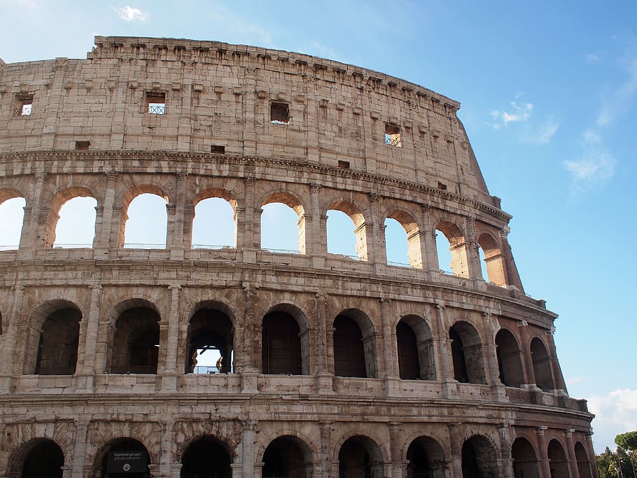 italy, rome, coliseum, amphitheater, ancient, arch, sky, tourism HD wallpaper