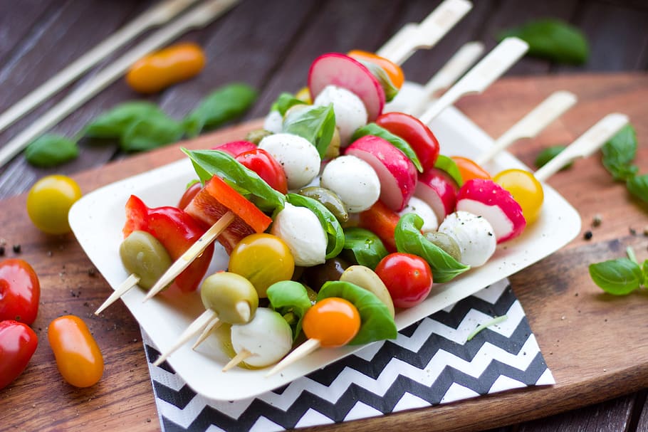 Assorted Vegetable Dishes on White Plate, appetizing, barbecue HD wallpaper
