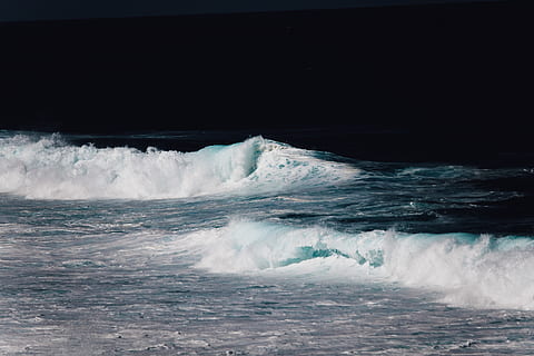 ocean waves during nighttime, nature, water, sea, outdoors, sea waves HD wallpaper
