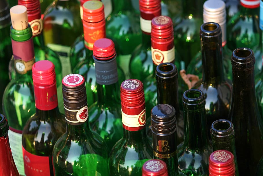bottles, wine bottles, empty, empties, garbage, glass, glass bottles, HD wallpaper