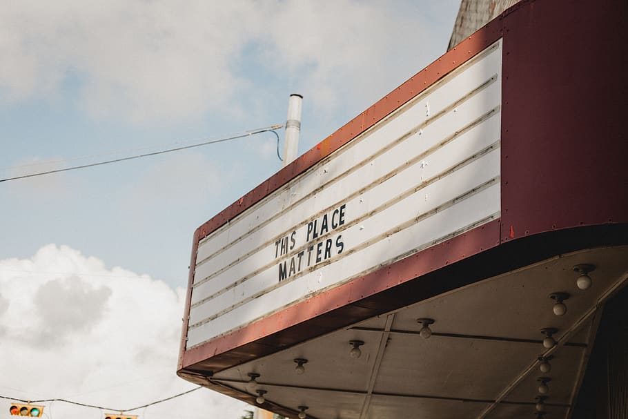 This Place Matters signage, indoors, interior design, room, shelter HD wallpaper
